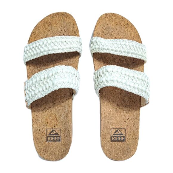 REEF Women's 10 Cushion Vista Thread Sandals Cork Braided White Brown Beach Pool - Picture 9 of 10
